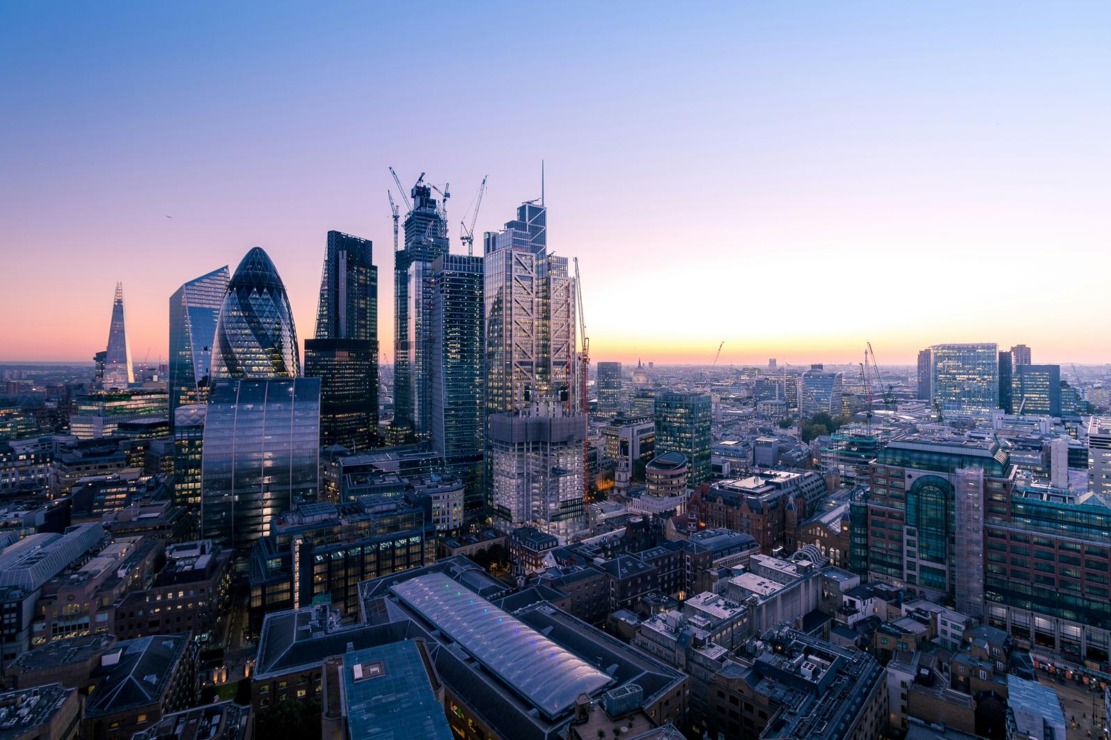 City of London skyline at dusk